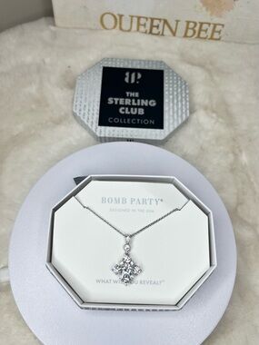 Bomb Party .925 Sterling Silver Cubic Zirconia Pendant Necklace - Silver